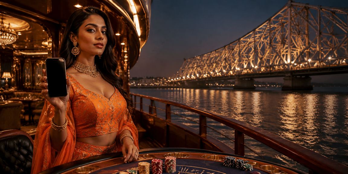 Colourful Howrah Bridge with sports betting model in Kolkata