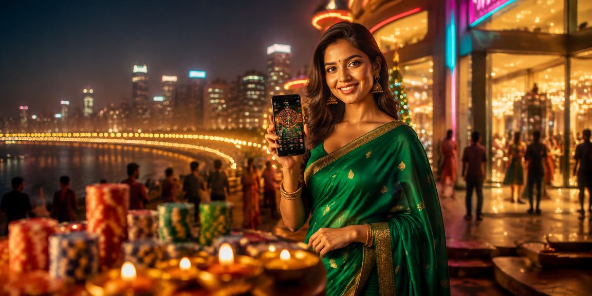 Mumbai Marine Drive casino app user in traditional saree