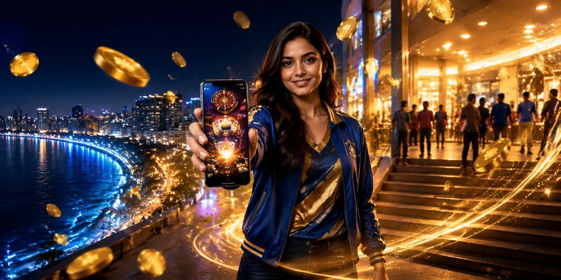 Young woman playing Teen Patti on her mobile in Pune city